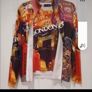 Impulse California - Artsy 2 piece sweater set, tank & button up sweater, sz med